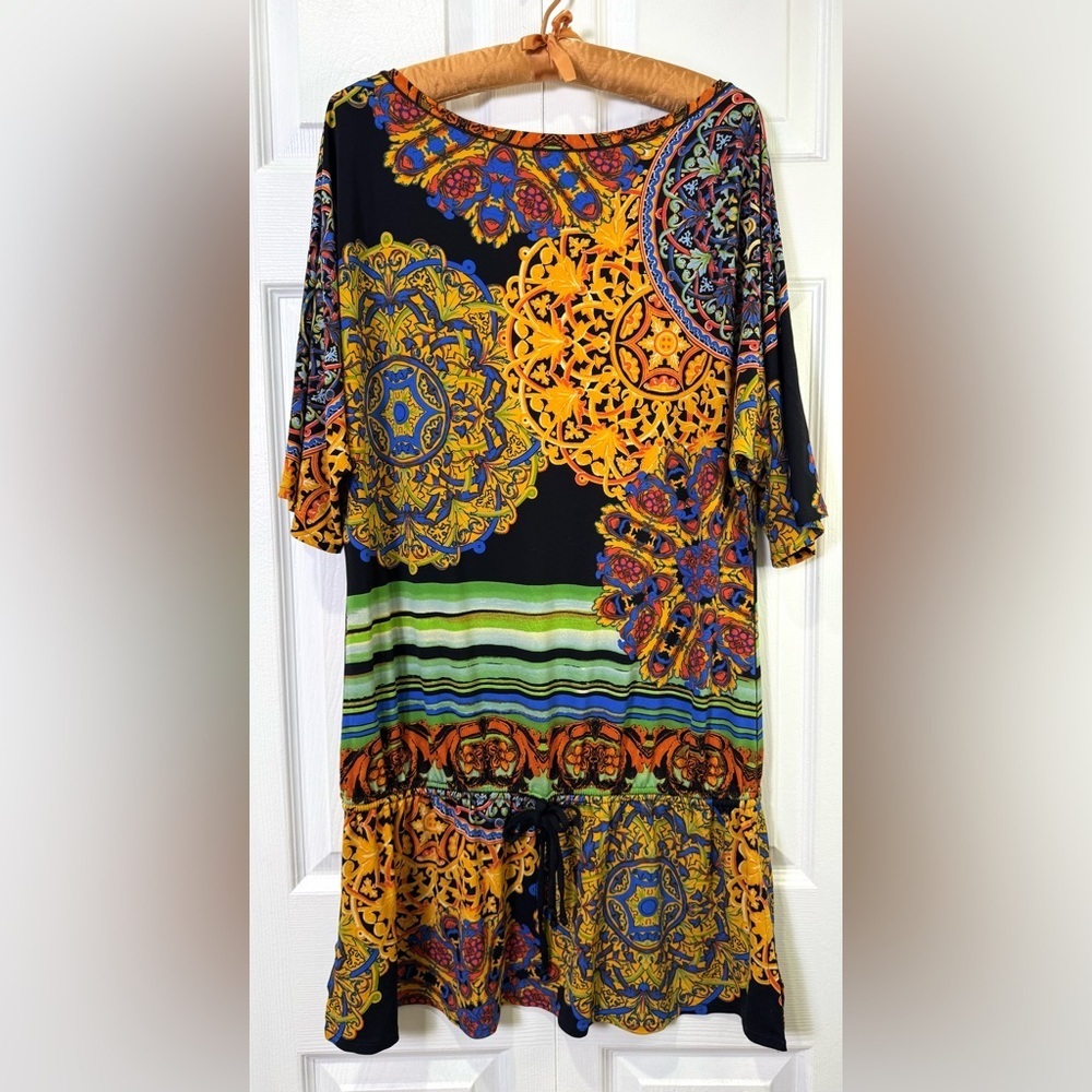 Eva Varro Colorful Boho Print Tie Waist Dress – Size L